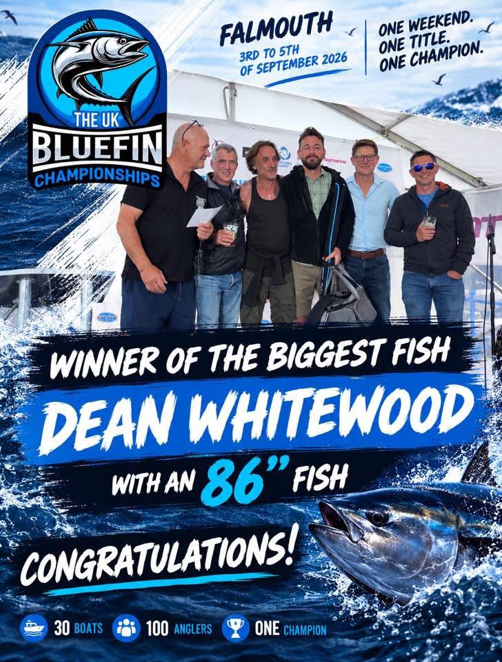 Dean Whitewood, winner of the biggest fish at the 2026 UK Bluefin Championships