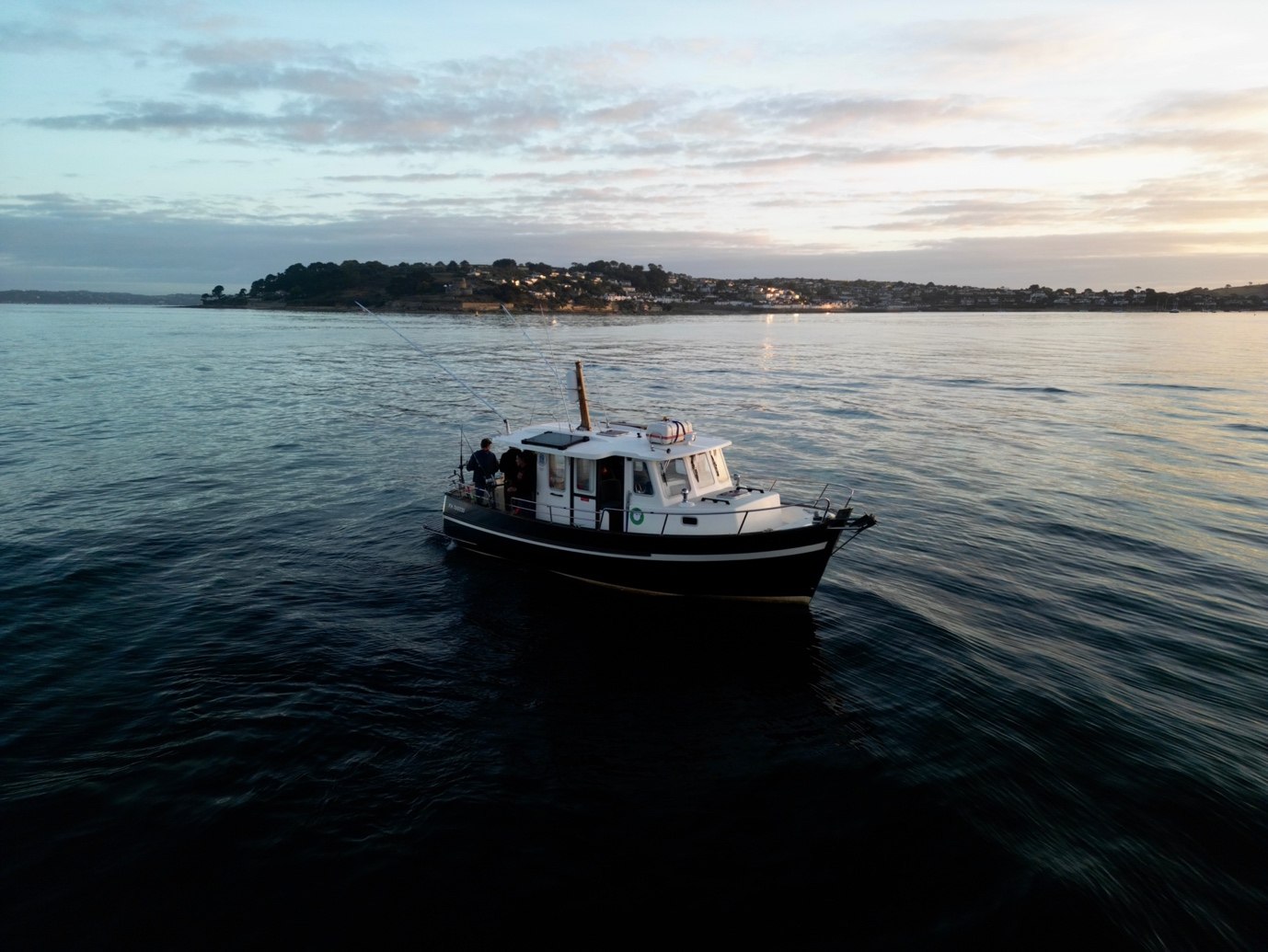 Shamrock on the water at first light off Falmouth