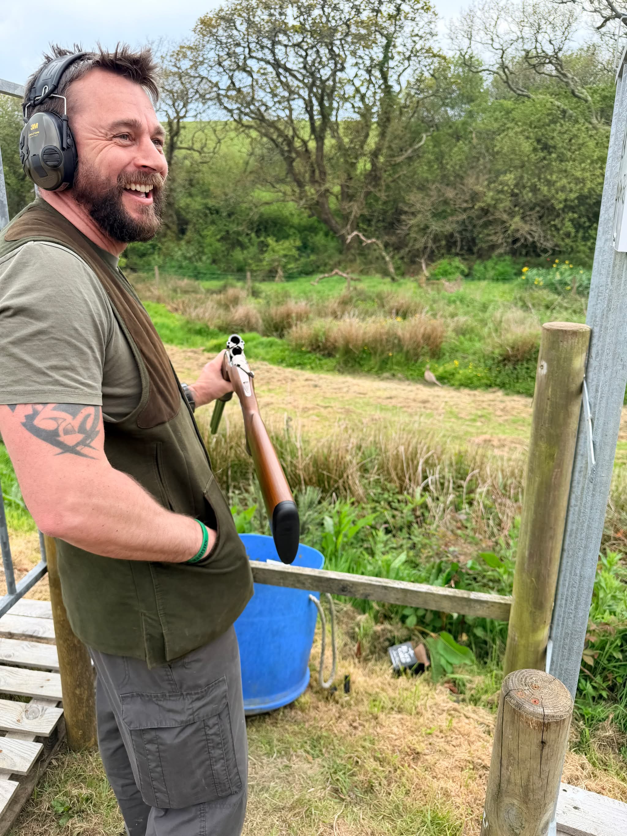 Dean Whitewood at a clay shooting stand